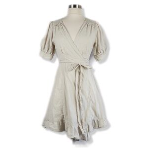 Elegant Cream Wrap Mini Dress